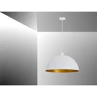 TRANGO LED Pendelleuchte, 1er Set 9001WL LED Retro Pendelleuchte Industrielle Vintage *VINTOS* Ø 360mm Pendellampe inkl. je 1x E27 LED Leuchtmittel, warmweiß, Retro Hängelampe - Deckenlampe Lampenschirm in Weiß-Gold