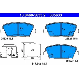 ATE Bremsbel?ge hinten Hyundai Grand Santa Kia Sorento