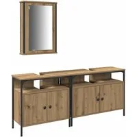 vidaXL Badezimmerspiegelschrank Badezimmer Waschbeckenmöbel 3 Stk. Braun 80 x 30 x 60 cm (3-St)