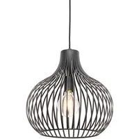 Qazqa Pendelleuchte Saffira, ohne Leuchtmittel, Warmweiß, QAZQA Hängeleuchte, e27, Schwarz, Aluminium, Modern
