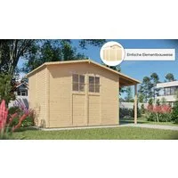 KONIFERA Gartenhaus Alto 4 PLUS Fineline Satteldach, BxT: 440x209 cm, mit Anbaudach