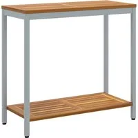 vidaXL Gartentisch Tisch für Outdoor mit Regal Natürlich und Grau 80 x 35 x 75 cm (1-St)