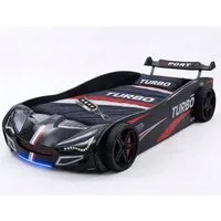 Coemo Autobett GTE (1-tlg., Komplett-Set Bett und Lattenrost), Schwarz Autobett Rennwagen GTE mit Lattenrost Licht Motorgeräusche