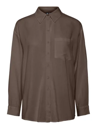 PIECES - PCPIA LS LOOSE SHIRT WVN NOOS coffee quartz - Gr. - XS