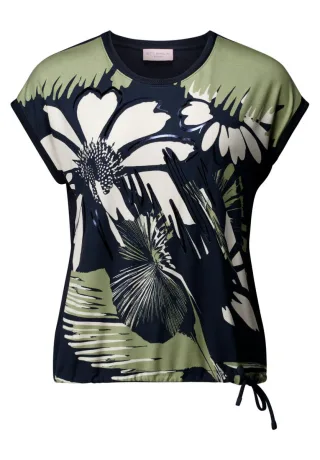 so cosy - T-Shirt mit Blumen-Print blau/grün - Gr. - 46