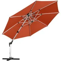 anndora Ampelschirm Sonnenschirm 4 Meter rund mit Aluminiumgestell, Kurbelöffnung - doppeltes Winddach - Streben und Gestell aus Aluminium