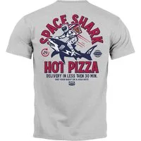 Neverless Print-Shirt Herren T-Shirt Backprint Rückendruck Schriftzug Hot Pizza Space Shark mit Print