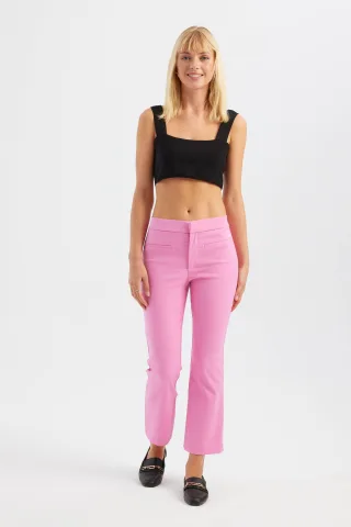 Karo-Ausschnitt Crop-Top