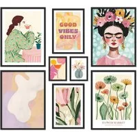 ARTFAVES Bilder-Collage Poster Set Abstract Art Galerie I mehrteilige Bilderwand I Wandbilder, (Wandbilder modern, 8 St)