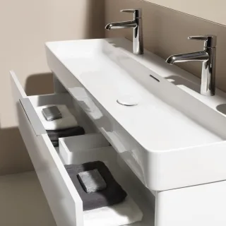 LAUFEN Waschtisch VAL , 2 x 1 Hahnloch mit Überlauf 1200x420 weiß matt, H8102897571071 H8102897571071