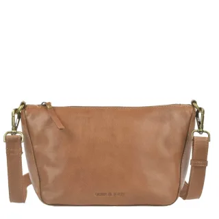 kleine Damen Umhängetasche mit abnehmbarem Gurt Leder Nougat Braun 31x17x10cm | Greenburry Praktische Pouch Bag für einen strukturierten Alltag.