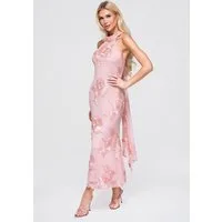 OMBRE Abendkleid Dress LA-OM-DLR378 ecru XS Pink M (kein Set, 1-tlg)