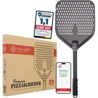Pizza Lover Pizzaschieber Pizzaheber Harteloxierte perforierte 30x70 cm Aluminium Pizzaschaufel, Pizzaheber. Pizzaschieber 30x70 cm