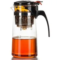 Dimono Teeglas DIMONO Teeglas Teekanne 600 ml – Teekocher mit Filter & Knopf, Tea-Maker 600 ml