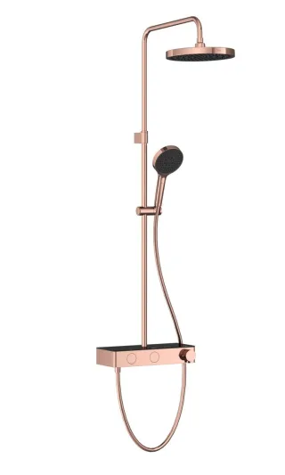VitrA Core Round Thermostat-Duschsystem mit Kopf- und Handbrause Wandmontage Kupfer Soft,A4731129EXP A4731129EXP