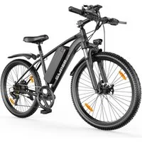 Vankel E-Bike Cityrad Herren Damen E-Mountainbike 26 Zoll 250W 624Wh 80km Shimano 7-Gang, Kettenschaltung, Heckmotor, 624 Wh, (Beleuchtungsset mit Batterieladegerät, Batterieschlüssel, Werkzeug), 25 km/h 160mm Scheibenbremsen LED-Scheinwerfer Federga