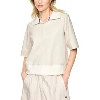 Marc Cain Poloshirt Golden Hour Premium Damenmode mit Troyerkragen, oversize