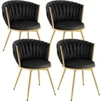 Woltu Küchenstuhl (4 St), 4er Set, mit Metallrahmen, ergonomisch, 360° drehbar, Samtsitz