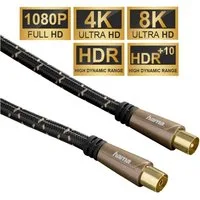 Hama HQ 5m Antennen-Kabel 120db Koaxial-Kabel Braun Video-Kabel, Koaxial, Koaxial (500 cm), Koax-Kabel Full HD TV 8K 4K UHD HD+ HDR 120 db Ferrit-Filter