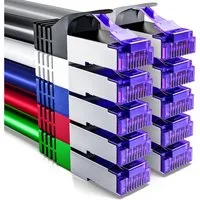 deleyCON deleyCON 10x 1m RJ45 Patchkabel CAT7 Rohkabel Netzwerkkabel LAN DSL LAN-Kabel