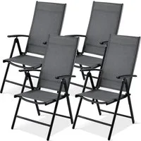 TLGREEN Gartenstuhl Hochlehner, 2/4er Set Balkonstuhl,Klappstuhl,Campingstühle (4 St), klappbar, 7-Fach verstellbare, wetterfest, aus Aluminium, Bis 120kg