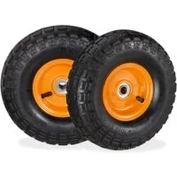 relaxdays Sackkarren-Rad Sackkarrenrad 2er Set 4.10 3.50-4, Schwarz-Orange