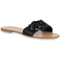 VAN HILL 72088 Pantolette Damen Sandalen Metallic Schlappen Beach Flats