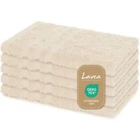 Lavea Gästehandtuch 5er Set Gästehandtücher, Elena Frottee, 30x50 cm Gästetuch, 100% Baumwolle (5er Set), 500 g/m² Frottier, weich & saugstark, pflegeleicht