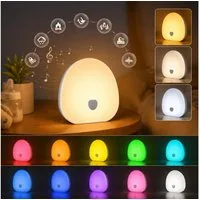 OYLCDI Nachttischlampe LED Nachttischlampe LED Nachtlicht, Dimmbar Atmosphäre Tischlampe, LED fest integriert, mit RGB Farben, Touch Lampe mit Weißem Rauschen, dimmbar, Timer und USB-C Akku für Baby, Erwachsene