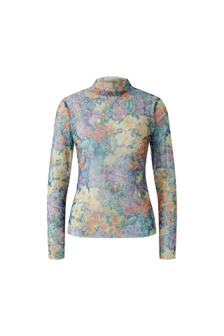 Oui - Langarmshirt lilac yellow - Gr. - 40