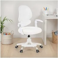 IDIMEX Schreibtischstuhl ISLA, Kinder Bürostuhl mit Fußstütze ergonomisch höhenverstellbar Weiß