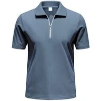 Allthemen Poloshirt mit Cord-Struktur Halbzip Kurzarmshirt