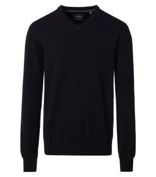 CASAMODA - Pullover mit V-Ausschnitt uni 004430 schwarz - Gr. - M