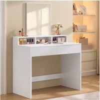 VASAGLE Schminktisch, großem Spiegel, 2 Schubladen, 3 offene Fächer, Modern