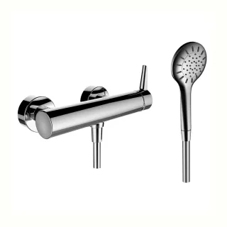 LAUFEN Brausearmatur Aufputz PURE mit Zubehör Kunststoffschlauch 1500 mm und Handbrause MyTwin100 ch HF901750100600