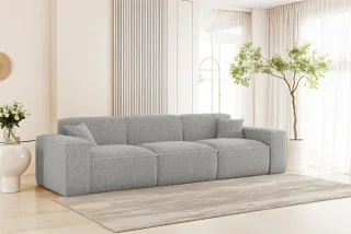 Sofa Designersofa CELES PREMIUM 3-Sitzer in Stoff Sven Hellgrau