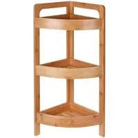 Spetebo Eckregal Bambus Eck Badezimmerregal mit 3 Böden - 61 x 23cm, Stück 1-tlg., Holz Regal für Bad oder Küche