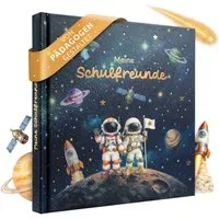 Eulentaler Freundebuch für Jungs & Mädchen (Schule) I von Pädagogen gestaltet, Astronauten, Raketen & Goldprägung, Geschenk für Schulkinder