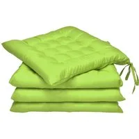 Beautissu Stuhlkissen 4er Set Stuhlkissen 40x40 mit Bändern Lea, Grün, Indoor & Outdoor Aulagen mit 5 cm Polsterung für Gartenmöbel & Stühle