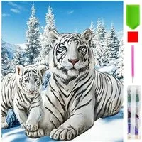 Realb2b Malen nach Zahlen 5d Diamond Painting Weißer Tiger Malen nach Zahlen 15x20cm (Komplettset für 5D Diamond Painting inklusive Leinwand, Diamanten und Werkzeugen, Diamond Painting Set mit Zubehör für DIY-Kreativität und Entspannung), 15x20cm 5D 