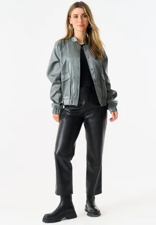 Blouson bombardier métallique à taille élastiquée