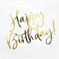 partydeco Papierserviette Servietten 'Happy Birthday Gold' 20Stk./33x33cm