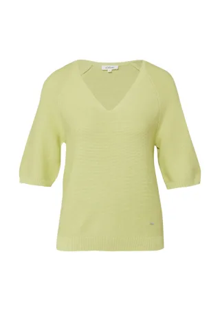 s.Oliver Red Label - Strickpullover aus Baumwollmix mit V-Ausschnitt grün - Gr. - 38