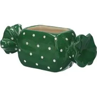 INNA-Glas Blumentopf Pflanzentopf Bonbon Amiel aus Keramik, mit Punkten, grü