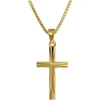 trendor Kette mit Anhänger Kreuz-Anhänger Gold 750 / 18K mit goldplattierter Kette