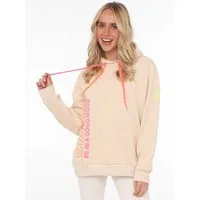 Zwillingsherz Sweatshirt gestickter Schriftzug, Kapuze, Langarm, Kängurutasche, Neon-Details