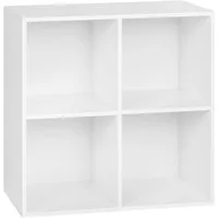 Woltu Bücherregal, 1-tlg., Würfelregal 4 Fächer aus MDF 60x30x60cm Weiß