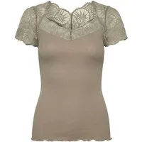 rosemunde Spitzenshirt Beatha Lace Capsleeve T-Shirt mit Seide wunderschöne elastisch weiche Vintage-Spitze an Ausschnitt und Ärmeln