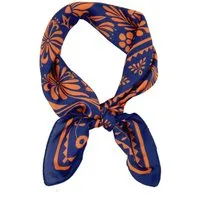 Ella Jonte Halstuch, Bandana Blau Orange Blumen Muster Trend Tuch 66 x 66 cm