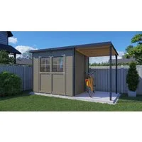 BERTILO Gartenhaus Einfach 3 Plus beigegrau, BxT: 395x200 cm